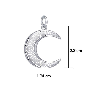 Spiral Crescent Moon Sterling Silver Charm TCM676 - Jewelry
